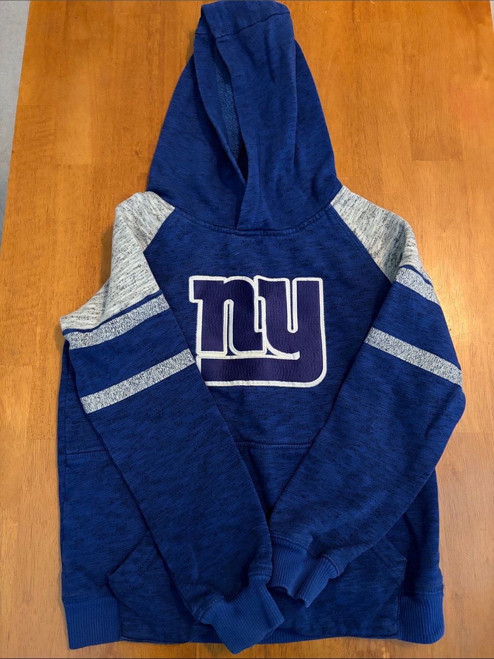 Team Apparel Royal Blue & Heather Gray NY Giants Logo Hoodie